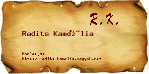 Radits Kamélia névjegykártya